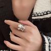 Anillo Ancho Geométrico Plegado para Mujer, Moda de Alta Gama, Elegante y Único, Anillo Abierto Exagerado para Commuter, Anillo de Dedo Índice Hip-Hop
