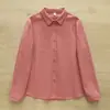 Camisa básica de manga larga para mujer, 100% algodón cepillado, diseño clásico con cuello, disponible en varios colores, una capa interior simple y versátil para el uso diario.
