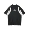 Camiseta Casual Bordada Americana Marca de Moda para Hombre Gama Alta Verano Nueva Camiseta de Manga Corta con Cuello Redondo de Color Contrastante para Hombre