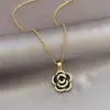 Colar de camélia microincrustado moda feminina temperamento versátil rosa design de nicho corrente para clavícula para presente de namorada