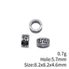 8.2X8.2X4.6Mm 0.7g Plata Antigua Aleación de Zinc Accesorios Cuentas con Agujero Grande Cuentas Espaciadoras