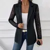 Blazer de un botón con solapa, corte slim, de moda, otoño 2026, transfronterizo europeo y americano, chaqueta con retazos de encaje y manga larga
