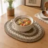 Jogos americanos ovais trançados transfronteiriços, jogos de mesa de corda de algodão, adequados para uso interno e externo, para jantares, reuniões familiares e uso na cozinha, resistentes ao calor
