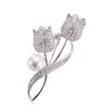 Broche de Tulipán Doble Cabeza para Mujer, Ramillete Floral, Pin para Abrigo de Otoño e Invierno, Accesorio para Traje, Nuevo Modelo de Moda