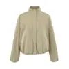 Ins atacado de roupas femininas estilo europeu e americano transfronteiriço jaqueta curta de manga comprida com gola alta top casual solto preguiçoso