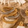 Pulsera Ancha Elástica de Acero de Titanio Popular Transfronteriza Europea y Americana para Mujer Anillo de Rayas Verticales Público Exagerado de Lujo Ligero de Nicho