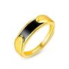 Anillo de Pareja Chapado en Oro Latón Gema Negra Verde y Blanca para Hombre y Mujer Anillo Distintivo con Abertura de Joyería de Anillo de Oro Arena Vietnamita