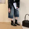 Tacón Oculto de 5CM - Botines Retro Coreanos de Punta para Mujer, Botines de Otoño con Cremallera Trasera y Corte en V, Botines Cortos Occidentales Adelgazantes