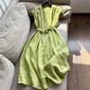 2026 Novo Estilo Linho Elegante Cor Sólida Manga Raglã Vestido Camisa Longo para Mulheres Atacado N3Aq09925