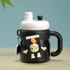 Termo para niños de acero inoxidable 316 de dibujos animados de alto valor de color, termo portátil con asa de taza de vientre de gran capacidad para doble bebida