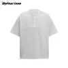 Camiseta Henley Retro Americano Estilo Old Money Texturizada Marca de Moda Cleanfit Versátil Casual Manga Corta Verano