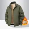 Jaqueta corta-vento com gola alta e forro de fleece espesso, para atividades ao ar livre, comércio exterior transfronteiriço, jaqueta masculina para trabalho, bordado personalizado