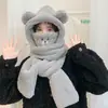 Máscara de Oso, Gorro, Bufanda, Gorro Todo en Uno, Guantes de Invierno para Mujer Adulta, Bufanda para el Cuello, Cortavientos para Ciclismo, Lindo y Cálido Tres en Uno