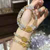 Pulseira Empilhada de Amethysto Natural Duplo Círculo para Boa Sorte, Joia Fresca Genuína para Mulheres, Pedra da Lua de Cristal Branco, Venda Direta da Fábrica
