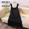 Camisón de Mezcla de Satén Fuxi Jiada para Mujer, Nuevo Estilo de Verano, Dulce Vestido Holgado de Longitud Media con Volantes