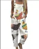 Pantalones de tirantes casuales de verano con estampado floral digital 3D para mujer, transfronterizos de Amazon Europa y América