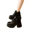 Botines para Personas Bajas, Botines Acortadores que Aumentan la Altura para Mujeres, Nuevos Botines de Otoño e Invierno 2025, Botines de Algodón con Tacón Alto de Cuero Suave Británico para Mujeres