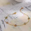 Colar Pulseira Colorida de Aço Titânio Transfronteiriça Europeia e Americana Pulseira de Corrente Fina Delicada Feminina Corrente Dourada para Clavícula Design de Nicho Feminino
