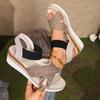 Comercio exterior transfronterizo talla grande verano cuerda de cáñamo paja suela gruesa tacón alto sandalias de punta abierta sandalias de cuña para mujer 36-43 yardas