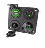 Panel de Cuatro Orificios Modificado para Coche Yate con Cargador de Coche USB Dual Encendedor de Cigarrillos Más Base Hembra Más Interruptor de Voltímetro Modelo Nuevo