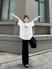 Camiseta de Algodão Puro Manga Curta Estilo High Street Americana para Mulheres Verão 2025 Novo Design Solto Nicho Oversize Top