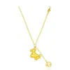 Collar de Hielo Triturado Brillante Riqueza Instantánea Color Dorado Moneda de Cobre Colgante Zodiaco Caballo Cadena para Clavícula 520 Regalo