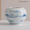 Decoración Cerámica de Porcelana Azul y Blanca Pintada a Mano Shumen Florero Hidropónico Maceta Verde Adornos Decorativos de Sala de Estar para Arreglos Florales Set de Flores Decorativas de Escritorio