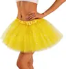 Saia Tutu Adulto em Estoque com 4 Camadas de Tule, Inclui Forro, Lantejoulas de Estrela, Saia de Tule de Comprimento Médio, Saia Bufante, Saia de Performance de Palco