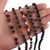 Collar de cadena para clavícula de cuentas redondas de mezcla de ojo de tigre, cadena de moda de lujo, cadena versátil de alta gama para mujer