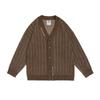 Tricô Padrão Vertical Retrô Gola V Masculino Jaqueta Cardigan Listrado Tendência Preppy Outono e Inverno Exportação Atacado Transfronteiriço