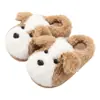 Pantuflas de peluche Hamudin 3D de perro con orejas grandes para mujer, invierno, lindas, para casa, suela suave, antideslizantes, de punta cerrada, venta al por mayor