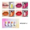Mini set de 4 labiales en cápsula, acabado mate aterciopelado, fácil de aplicar, set de labiales para venta al por mayor de comercio exterior