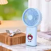 Ventilador Eléctrico Portátil para Estudiantes, Ventilador de Mano con Anillo para Transportar, Dibujo Animado Rojo Neto, Impresión 3D, Ajuste de Tres Velocidades, Fresco y Lindo
