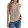 Venta de Liquidación Fotos Reales Verano Color Sólido Tejido de Punto Trenzado Botones Sin Mangas Top Ropa de Punto para Vacaciones Ropa para Mujer Transfronteriza de Amazon