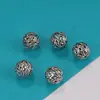 Accesorios de bola de plata de ley S925, cuentas huecas brillantes retro con cuentas, material DIY hecho a mano, joyería de plata al por mayor