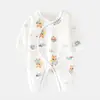 Mameluco para recién nacido estilo otoño, algodón puro, estampado para bebé, ropa sin costuras, atuendo estilo monje para recién nacido, mono de primavera y otoño para bebé