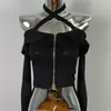 Suministro Transfronterizo 2025 Nuevo Estilo Coreano Moderno y Sexy Revelador del Pecho Femenino Hombros Descubiertos Con Cordones Mangas Largas Tops