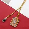 Collar Colgante Pequeño Thangka de Acero de Titanio de Xizang Pintado a Mano con Oro Doce Santos Patronos del Zodiaco Dios Amarillo de la Riqueza Estilo Étnico Collar de Cuentas Dzi
