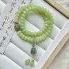 Pulseira de Sementes de Bodhi Safira 108 Contas Rosário Material Antigo Desgastado Raiz de Bodhi Multi-Voltas Fio Longo Pingente de Lótus Preço de Atacado