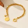 Pulsera redonda de acero de titanio con cabeza de reina, estilo retro neutro, doble cadena de acero inoxidable, venta al por mayor