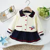 Conjunto de Dos Piezas de Suéter Estilo Universitario para Niñas, Nuevo Conjunto de Otoño-Invierno para Niñas, Conjunto de Falda de Punto Japonés y Coreano