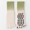 Calcetines de Yoga Degradados de Media Pantorrilla Antideslizantes Profesionales para Mujer Pilates Calcetines de Cinco Dedos Deportes de Interior Fitness Calcetines Antideslizantes