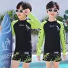 Nabemei 2026 traje de baño de dos piezas con protección solar para niños, traje de surf para niños, mayorista fabricante de trajes de baño
