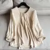 2026 Seda de Morera Crepé Doble Color Sólido Nuevo Verano Delgado Camiseta de Seda Top con Cuello Bordado Venta al por Mayor H05BT123