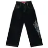 Jeans Clássico Retro Y2K Solto com Letras da Moda deste Ano Calças de Perna Larga Estilo Punk Casual High Street para Homens