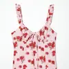 Vestido regata de babados da marca Z, moda emagrecedora transfronteiriça do AliExpress, estilo europeu e americano, roupas femininas estampadas simples populares ZA