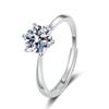 Anel de moissanite de simulação ao vivo vermelho de mão rápida transfronteiriça net 1 quilate seis garras anel de casamento fábrica atacado