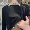 Xale de Proteção Solar de Seda de Gelo Primavera e Verão Novo Fino Versátil Elegante Simples Estilo Ocidental Manga Longa Cardigã Externo Tricotado