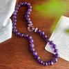 Cerca de 12mm boutique Royal Purple natural ametista colar pulseira atado belo tiro real