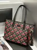 Bolso Tote con Estampado de Monograma de Cereza para Mujer, Bolso de Mano de Gran Capacidad, Bolso de Hombro, Bolso Grande Versátil y de Moda para Viajes y Uso Diario, Debajo del Brazo
